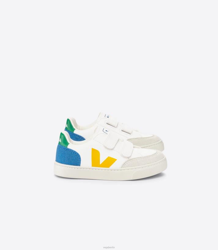 Veja 46FB302 V-12 Chromfreies Leder Weiß Multico Indigo