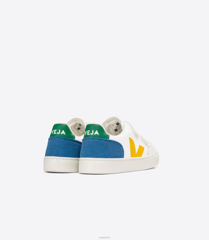 Veja 46FB302 V-12 Chromfreies Leder Weiß Multico Indigo