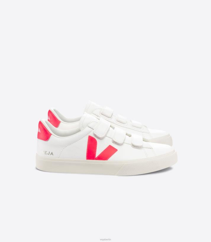 Veja 46FB112 Recife chromfreies Leder, weißes Fluo-Rosé