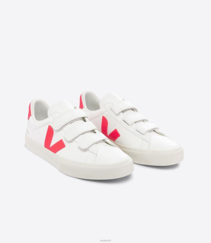 Veja 46FB112 Recife chromfreies Leder, weißes Fluo-Rosé