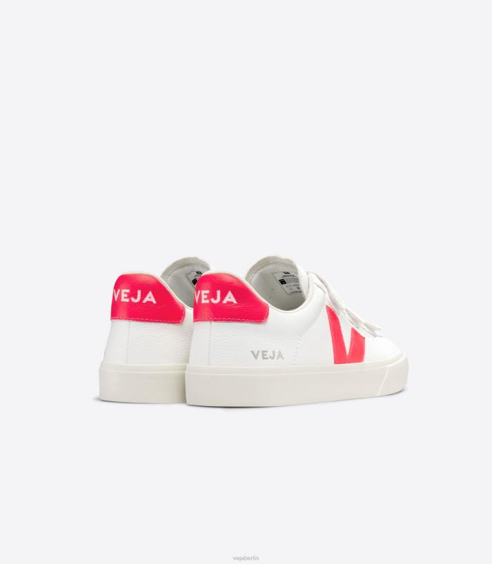 Veja 46FB112 Recife chromfreies Leder, weißes Fluo-Rosé